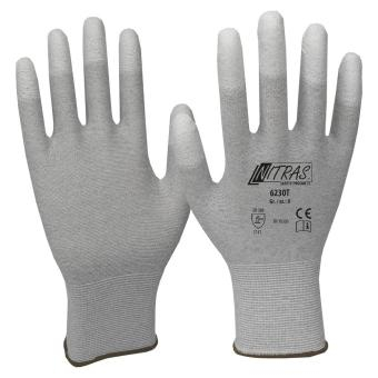 NITRAS Antistatikhandschuhe, Nylon-Carbon-Strick, grau, VE = 12 Paar
