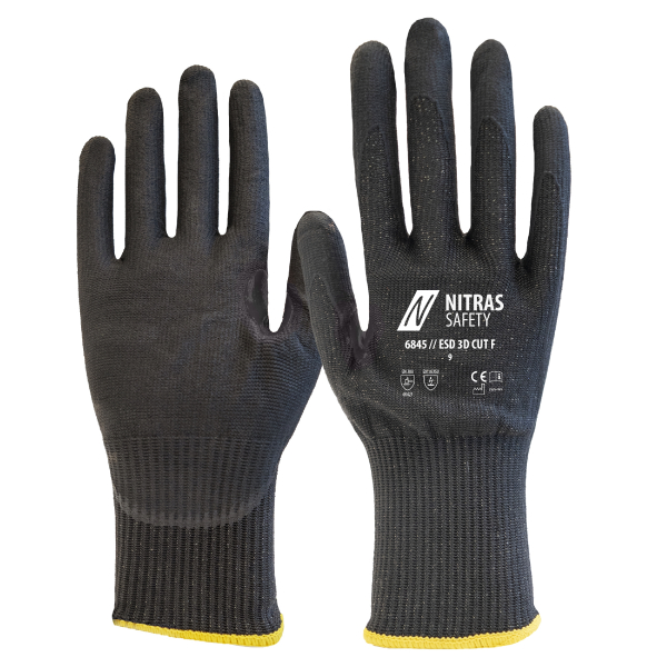 NITRAS SKIN FLEX 3D CUT F, Schnittschutzhandschuhe, Farbe: schwarz