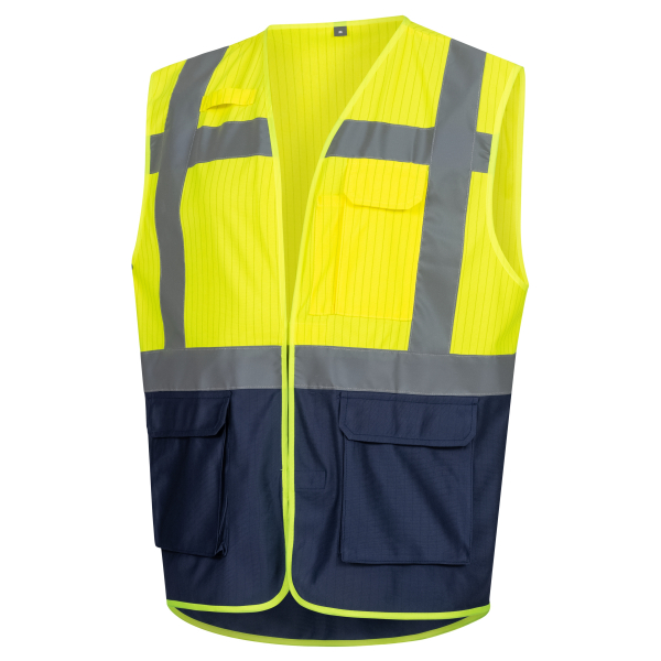 NITRAS Warnschutz-Weste, neongelb/marine, EN ISO 13688, EN ISO 20471, EN 1149