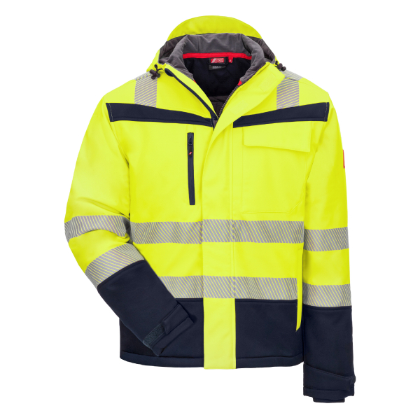 NITRAS-Winter-Warnschutz-Softshelljacke MOTION TEX VIZ, 340 g/m², Farbe: neongelb/marineblau