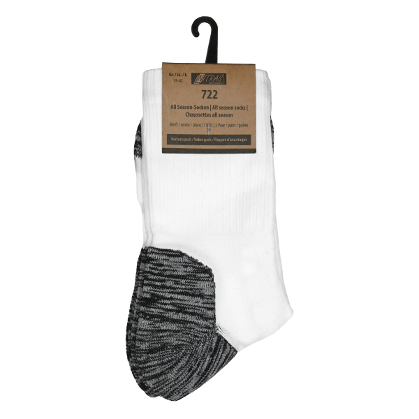 NITRAS All-Season-Socken, anatomische Links-Rechts-Passform, gerippter Bund, Farbe: weiß