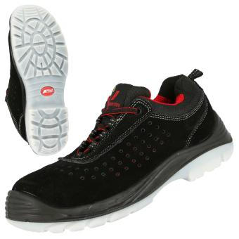 NITRAS EASY STEP P, S1P Sicherheitshalbschuhe, Veloursleder, gelocht, schwarz