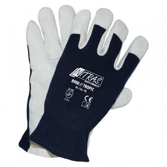 NITRAS TROPIC, Mechanikerhandschuhe, geschmeidiges und strapazierfähiges Nappaleder, grau, VE = 12 Paar