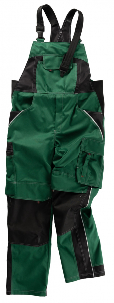 BEB-Workwear, Arbeits-Latzhose, Herren-Arbeits-Berufs-Latz-Hose, Inflame flaschengrün/schwarz