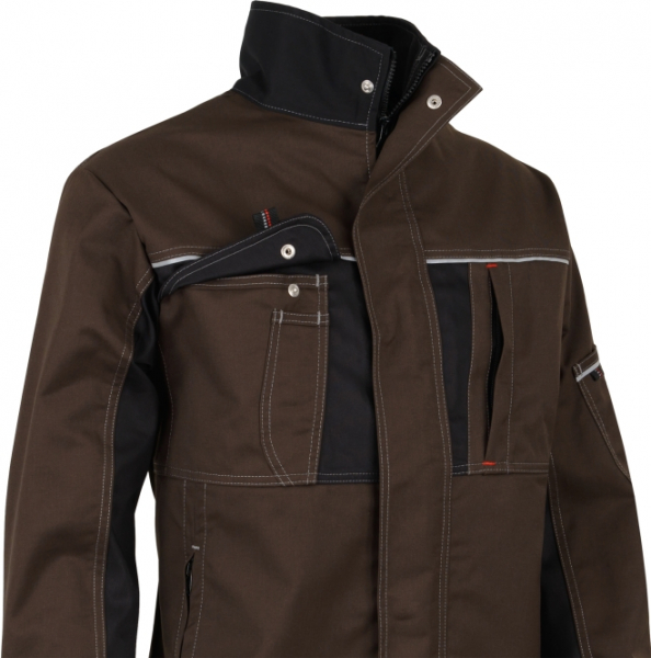 BEB-Workwear, Arbeitsjacke, Herren-Arbeits-Berufs-Bund-Jacke, Inflame chocolate brown/schwarz