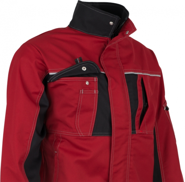 BEB-Workwear, Arbeitsjacke, Herren-Arbeits-Berufs-Bund-Jacke, Inflame fire engine red/schwarz
