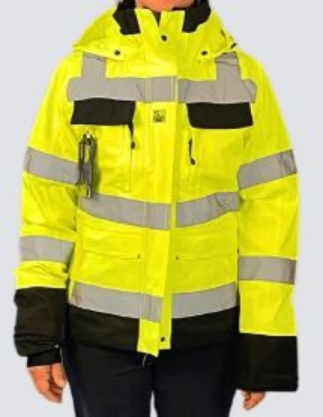 OCEAN-Abeko-Warnschutz Damen Jacke, Abo Stretch, warngelb/schwarz