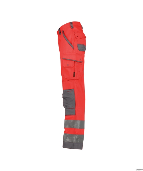 DASSY-Warnschutz, Bundhose CHICAGO , rot/grau