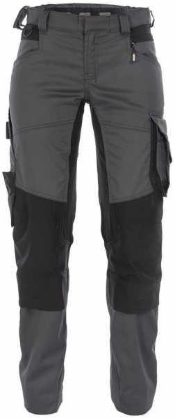 DASSY-Workwear, Damen-Bundhose mit Stretch und Kniepolstertaschen DYNAX, grau/schwarz