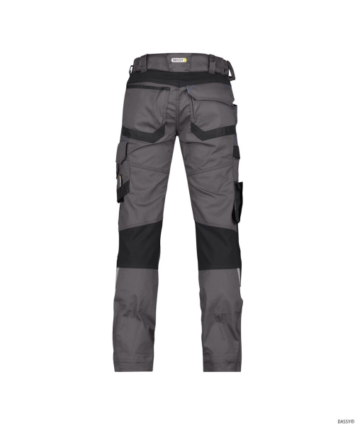 DASSY-Workwear, Damen-Bundhose mit Stretch und Kniepolstertaschen DYNAX, grau/schwarz
