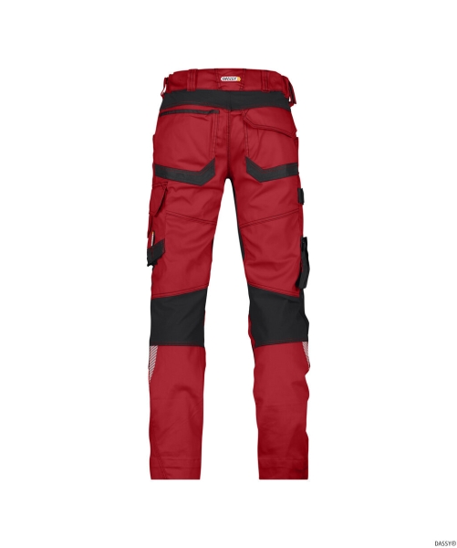 DASSY-Workwear, Damen-Bundhose mit Stretch und Kniepolstertaschen DYNAX, rot/schwarz