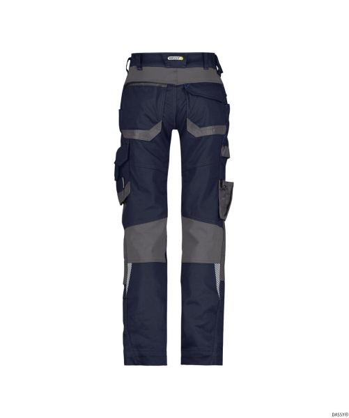 DASSY-Workwear, Damen-Bundhose mit Stretch und Kniepolstertaschen DYNAX, blau/grau