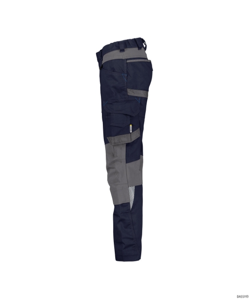 DASSY-Workwear, Damen-Bundhose mit Stretch und Kniepolstertaschen DYNAX, blau/grau