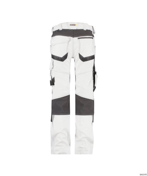 DASSY-Workwear, Damen-Malerbundhose mit Stretch und Kniepolstertaschen DYNAX PAINTERS, weiß/grau