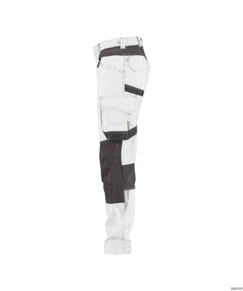 DASSY-Workwear, Damen-Malerbundhose mit Stretch und Kniepolstertaschen DYNAX PAINTERS, weiß/grau