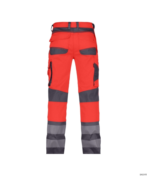 DASSY-Stretch-Warnschutzbundhose MINNESOTA, neonrot/zementgrau