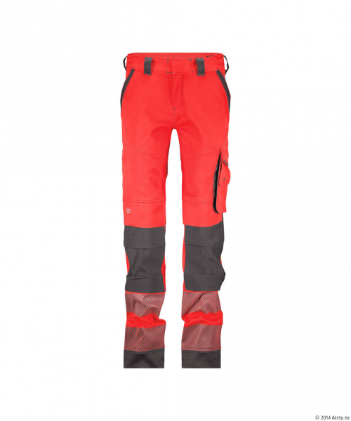 DASSY® Aruba Women Stretch-Warnschutzbundhose mit Kniepolstertaschen, neonrot/zementgrau