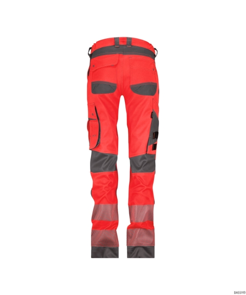 DASSY® Aruba Women Stretch-Warnschutzbundhose mit Kniepolstertaschen, neonrot/zementgrau