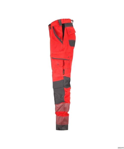 DASSY® Aruba Women Stretch-Warnschutzbundhose mit Kniepolstertaschen, neonrot/zementgrau
