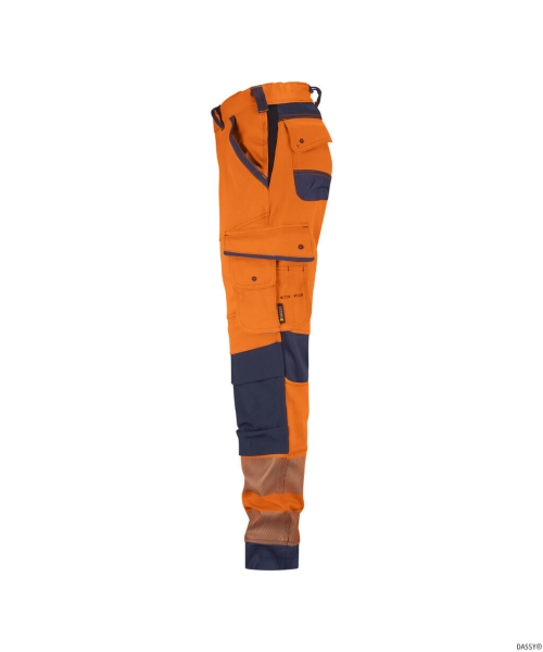 DASSY® Aruba Women Stretch-Warnschutzbundhose mit Kniepolstertaschen, neonorange/dunkelblau