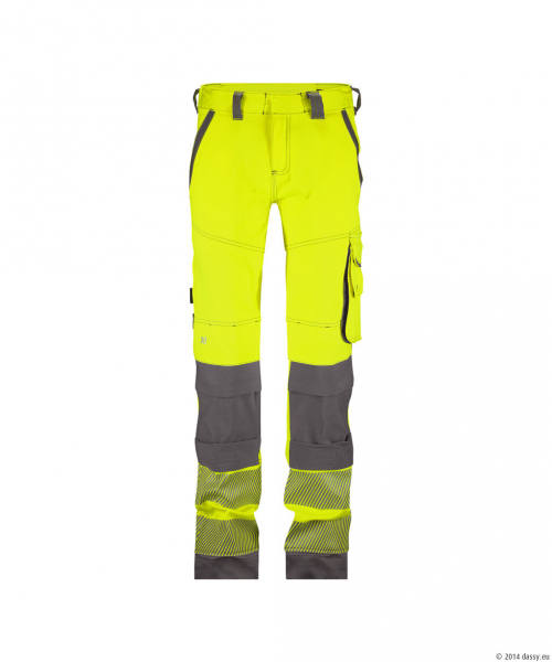 DASSY® Aruba Women Stretch-Warnschutzbundhose mit Kniepolstertaschen, neonelb/zementgrau