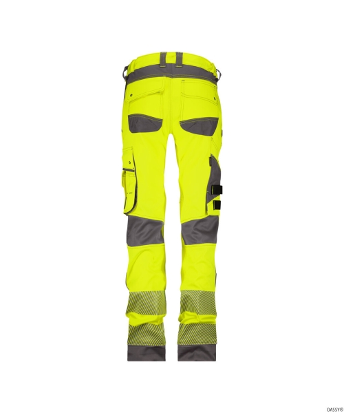 DASSY® Aruba Women Stretch-Warnschutzbundhose mit Kniepolstertaschen, neonelb/zementgrau