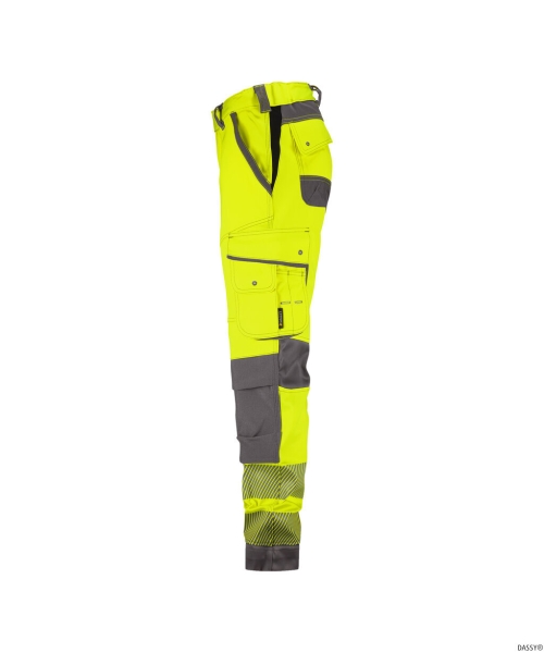 DASSY® Aruba Women Stretch-Warnschutzbundhose mit Kniepolstertaschen, neonelb/zementgrau