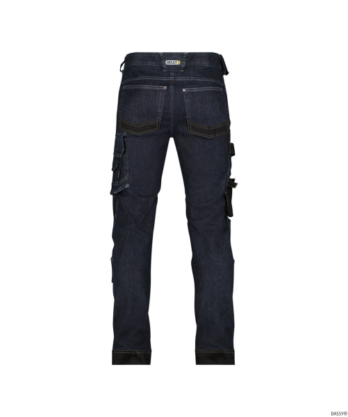 DASSY® Kyoto Stretch-Arbeitsjeans mit Kniepolstertaschen, jeansblau/schwarz