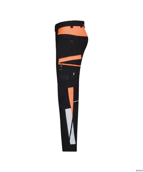 DASSY® Hong Kong Stretch-Arbeitshose, schwarz/fluo orange