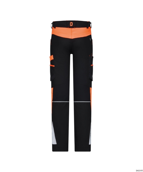 DASSY® Hong Kong Stretch-Arbeitshose, schwarz/fluo orange
