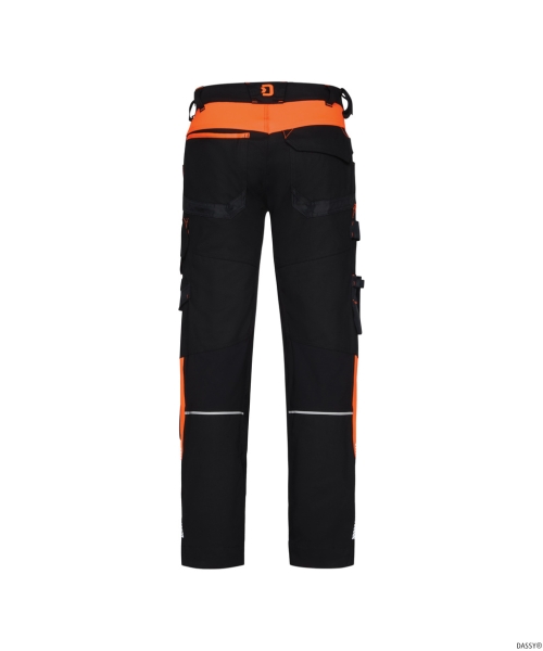 DASSY® CantonStretch-Arbeitshose mit Kniepolstertaschen, schwarz/fluo orange