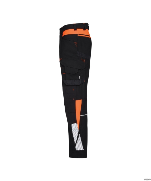 DASSY® CantonStretch-Arbeitshose mit Kniepolstertaschen, schwarz/fluo orange