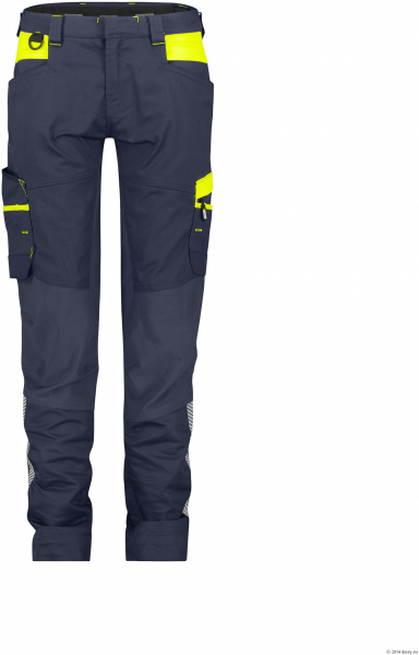 DASSY-Damen-Stretch-Arbeitshose HONG KONG, 245 g/m², nachtblau/neongelb