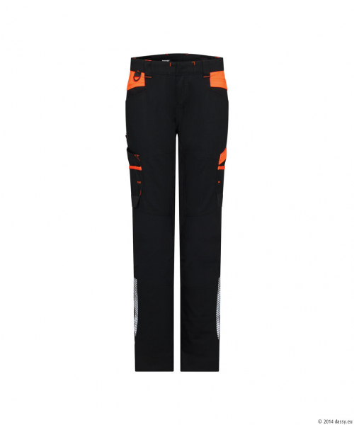 DASSY® Hong Kong WomenStretch-Arbeitshose für Damen, schwarz/fluo orange