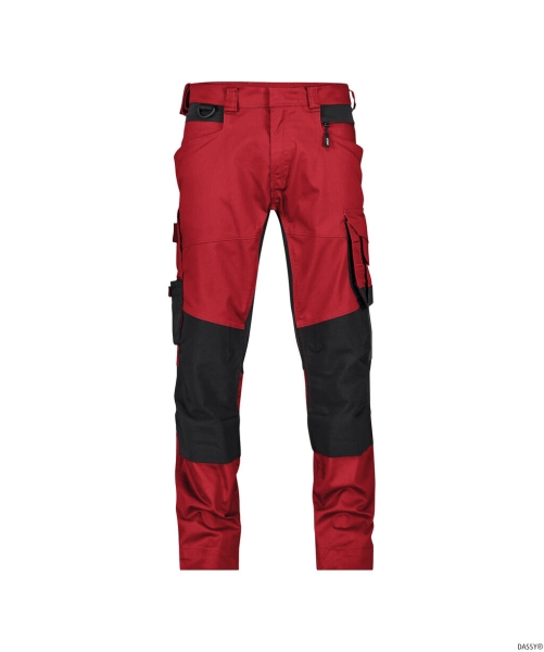 DASSY-Stretch-Arbeitshose mit Kniepolstertaschen DYNAX NEXT, 245 g/m², rot/schwarz