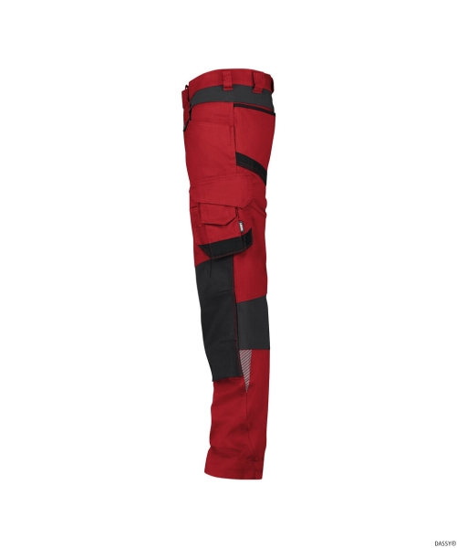 DASSY-Stretch-Arbeitshose mit Kniepolstertaschen DYNAX NEXT, 245 g/m², rot/schwarz