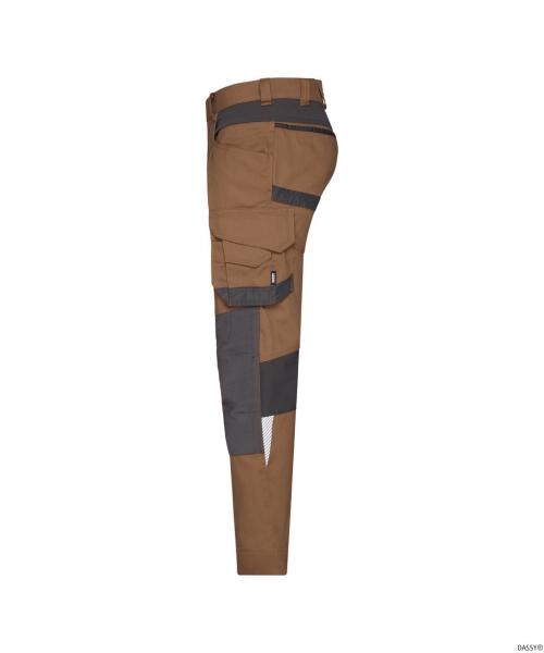 DASSY® Dynax Next Stretch-Arbeitshose mit Kniepolstertaschen, Lehmbraun/Anthrazitgrau