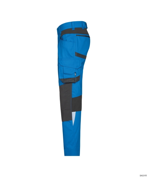 DASSY® Dynax NextStretch-Arbeitshose mit Kniepolstertaschen, azurblau/anthrazitgrau