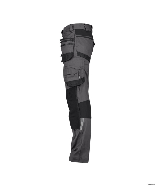 DASSY-Stretch-Arbeitshose mit Holstertaschen und Kniepolstertaschen FLUX NEXT, 245 g/m², anthrazitgrau/schwarz
