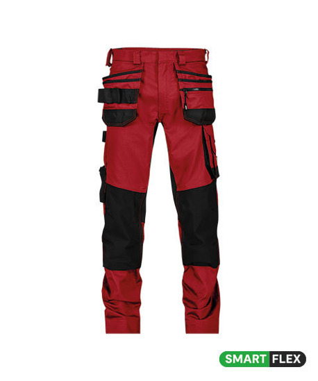 DASSY-Stretch-Arbeitshose mit Holstertaschen und Kniepolstertaschen FLUX NEXT, 245 g/m², rot/schwarz