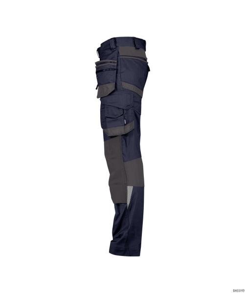 DASSY-Stretch-Arbeitshose mit Holstertaschen und Kniepolstertaschen FLUX NEXT, 245 g/m², nachtblau/anthrazitgrau