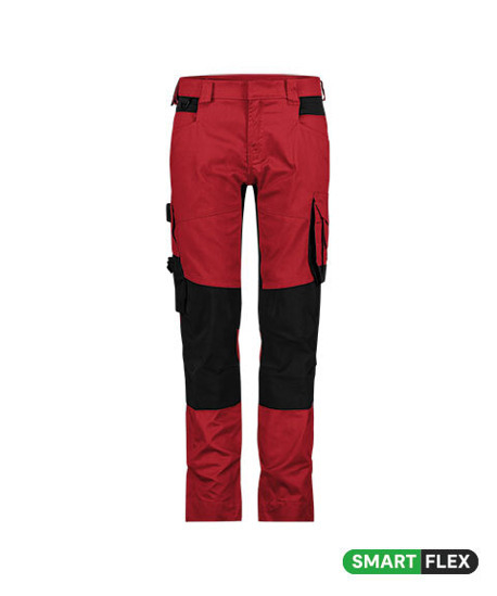 DASSY-Damen-Stretch-Arbeitshose mit Kniepolstertaschen DYNAX NEXT, 245 g/m², rot/schwarz
