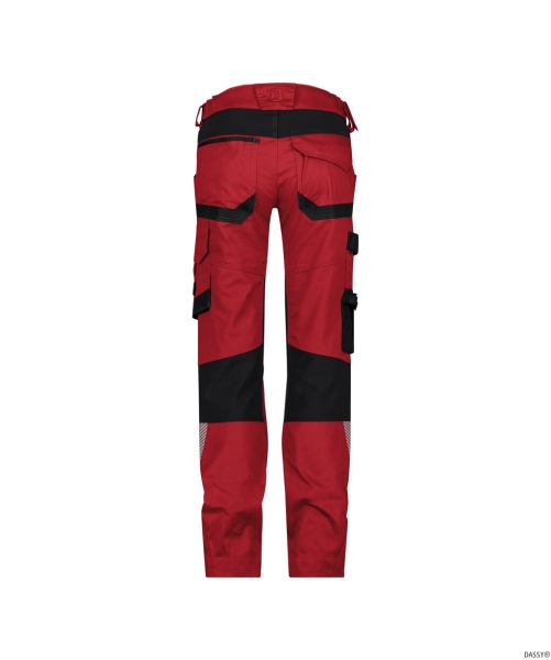 DASSY-Damen-Stretch-Arbeitshose mit Kniepolstertaschen DYNAX NEXT, 245 g/m², rot/schwarz