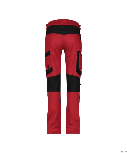 DASSY-Damen-Stretch-Arbeitshose HELIX NEXT, rot/schwarz
