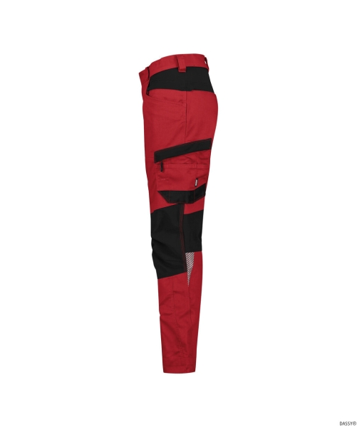 DASSY-Damen-Stretch-Arbeitshose HELIX NEXT, rot/schwarz