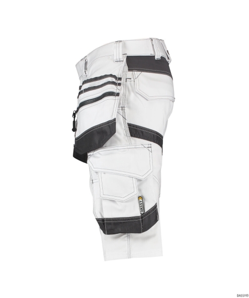 DASSY-Workwear, Multitaschen-Malershorts mit Stretch, TRIX PAINTERS, weiß/grau