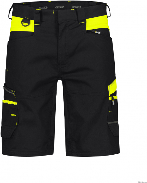 DASSY-Stretch-Arbeitsshorts MANILLA, 245 g/m², schwarz/neongelb