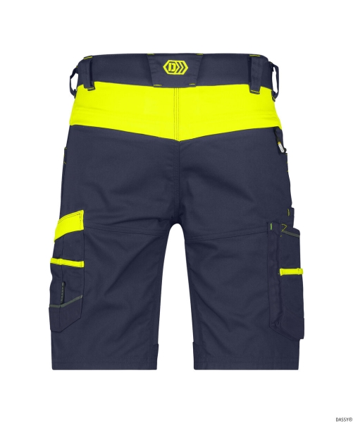 DASSY-Stretch-Arbeitsshorts MANILLA, 245 g/m², nachtblau/neongelb