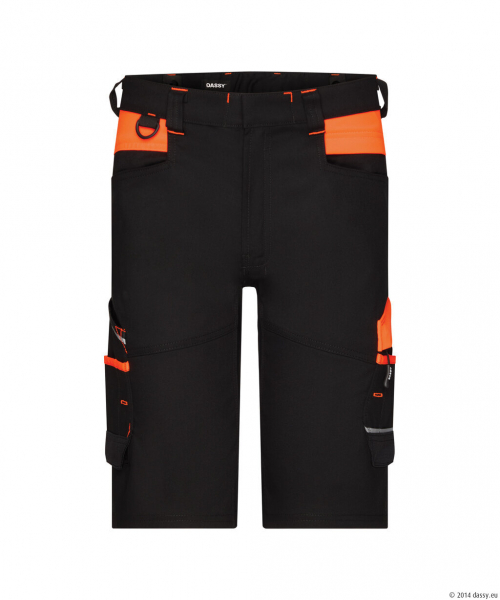 DASSY® ManillaStretch-Arbeitsshorts, schwarz/fluo orange