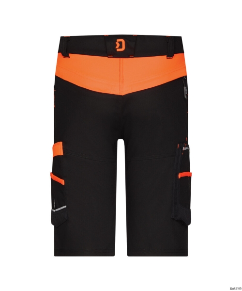 DASSY® ManillaStretch-Arbeitsshorts, schwarz/fluo orange
